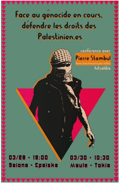 « Genozidoaren parean Palestinarren eskubideak defendatu » Pierre Stambul-en hitzaldia